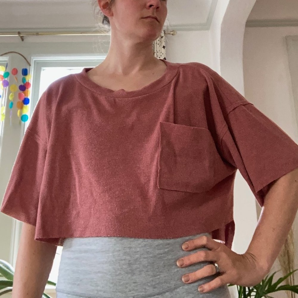 Altr'd State Cropped Waffle swing tee, size small